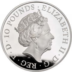 10 Pounds - Elizabeth II White Lion of Mortimer, Silver Proof