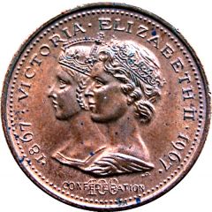 Medal - Confederation Centennial Victoria and Elizabeth II, Color Bronze
