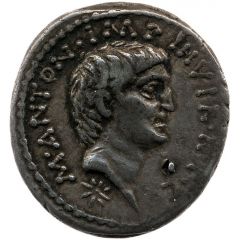 Denarius - Mark Antony M•ANTON•IMP•III•VIR•R•P•C / CAESAR•IMP•III•VIR•R•P•C