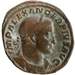 Sestertius - Severus Alexander P M TR P XI COS III P P S C, Sol