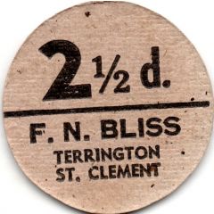 2 1/2 Pence - F.N. Bliss Farm Terrington, St. Clement, pickers token