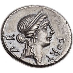 Denarius Sicinia: Quintus Sicinius, FORT P•R / III•VIR Q•SICINIVS