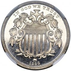 5 Cents `1866 Shield Nickel Without Rays` Pattern