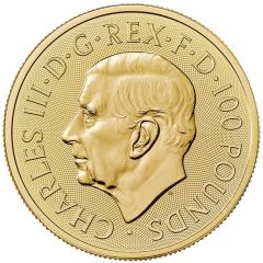 100 Pounds - Charles III St George & The Dragon; 1oz Fine Gold