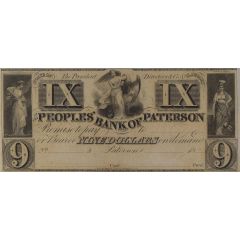 9 Dollars Peoples` Bank of Paterson