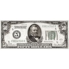 50 Dollars Federal Reserve Note, Large FIFTY, Branch ID in Numbers