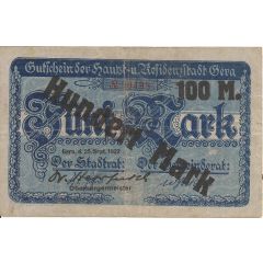 100 Mark overstamp on 5 Mark