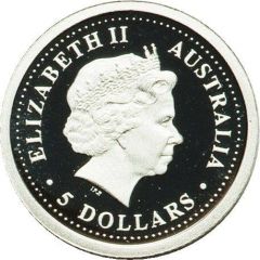 5 Dollars - Elizabeth II 4th Portrait - Koala - Platinum