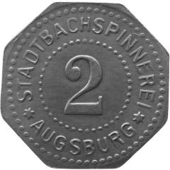 2 Pfennig - Augsburg Stadtbachspinnerei