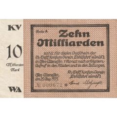 10 000 000 000 Mark Konsum-Verein Wohlfahrt