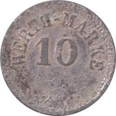 10 Pfennig Werth-Marke, Zinc, line of dots, long tail of `1`