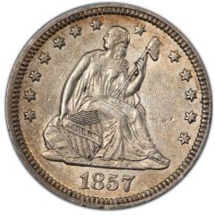 1/4 Dollar `Seated Liberty Quarter` without motto, reduced weight