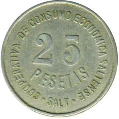25 Pesetas - Cooperativa de Consumo Económica Saltense