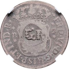 1 Shilling 8 Pence - George II FRD VI D G HISP ET IND R, Lima mint, countermarked