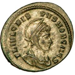 Nummus - Crispus as Caesar VICTORIAE LAETAE PRINC PERP, wreath in square, PLN, Londinium