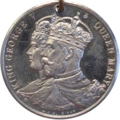 Medal - George V Coronation, W.J. Dingley banner type, white metal