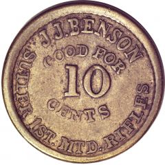 10 Cents - Civil War Token - JJ Benson 1st MTD Rifle Company of New York