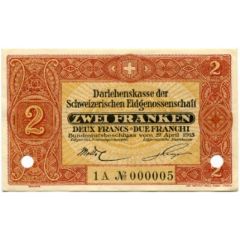 2 Francs - State Loan Bank reserve banknote