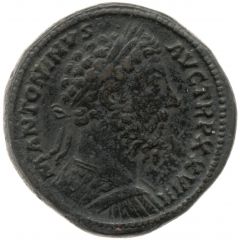 Sestertius - Marcus Aurelius IMP VI COS III S C, Jupiter