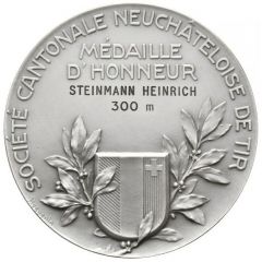 Medal of honour of the Neuchâtel cantonal shootings silver-plated bronze
