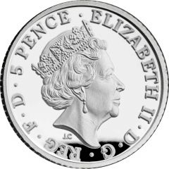 5 Pence - Elizabeth II 5th portrait, 1/40 oz Fine Silver