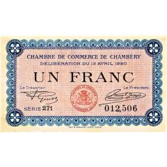 1 Franc - Chambre de Commerce de Chambéry 73