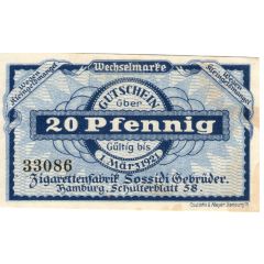 20 Pfennig Zigarettenfabrik Sossidi