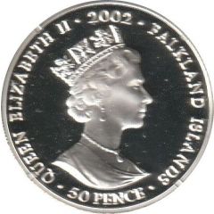 50 Pence - Elizabeth II Throne, silver, colored