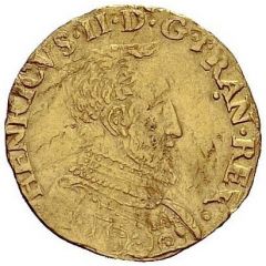 1/2 Gold Henri - Henry II 1st type, damascened breastplate