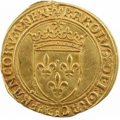 Gold Ecu with sun - Charles VIII 2nd issue: initial lilies