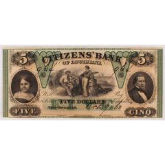 5 Dollars Citizens` Bank of Louisiana, New-Orleans, Bilingual