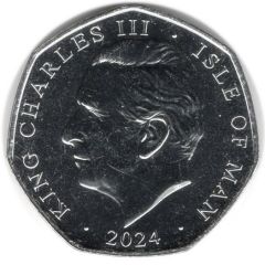 50 Pence - Charles III King`s First Year - Trooping the Colour, Silver Plated Gold gilded