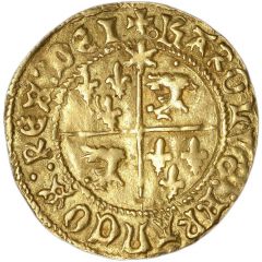 Gold Ecu with sun of Dauphine - Charles VIII 1st type, initial crosses