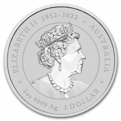 1 Dollar In the name of Elizabeth II, 6th Portrait - Year of the Dragon, Silver - Blue Coloured