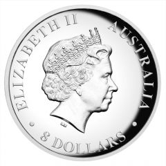 8 Dollars - Elizabeth II 4th Portrait - Australia Silver Kangaroo