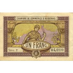 1 Franc - Chambre de Commerce d`Aubenas [07]