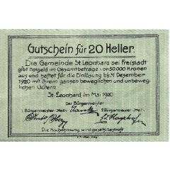 20 Heller St. Leonhard bei Freistadt