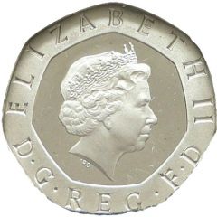 20 Pence - Elizabeth II 4th portrait, Tudor Rose, Silver Proof