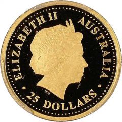 25 Dollars - Elizabeth II 4th Portrait - Year of the Dog - Gold Proof Coin