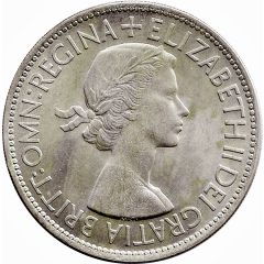 1/2 Crown - Elizabeth II 1st portrait, with `BRITT:OMN`