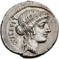 Denarius Junia: Marcus Junius Brutus, LIBERTAS / BRVTVS
