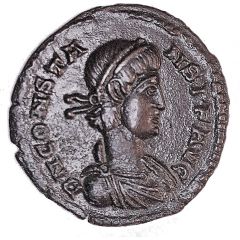 Nummus - Constans I FEL TEMP REPARATIO, Phoenix standing on the rock, Treveri