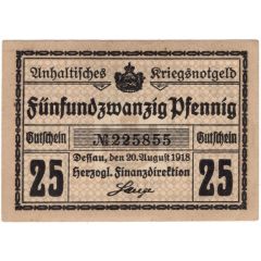25 Pfennig Herzogliche Finanzdirektion