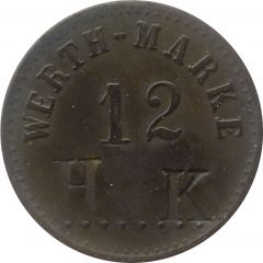 12 Pfennig Werth-Marke, Countermarked `HK`
