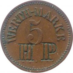 5 Pfennig - Schmöckwitz Werth-Marke, Countermarked `HP`