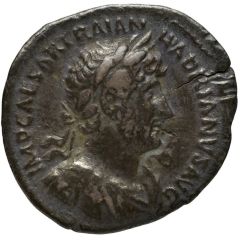 Denarius - Hadrian P M TR P COS III HILAR P R, Hilaritas