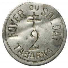 2 Francs - Foyer du Soldat Tabarka, Tunisia