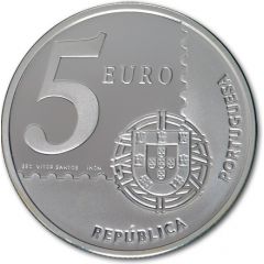 5 Euros First Portuguese Stamp, .925 Silver