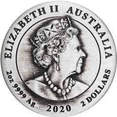 2 Dollars - Elizabeth II 6th Portrait - 75 Years End of WWII - Silver Antique