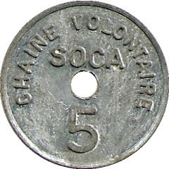 5 Francs - SOCA Chaine volontaire Strasbourg